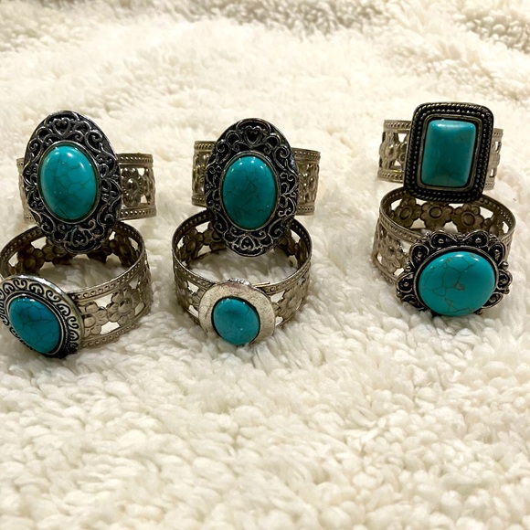 Other - BEJEWELED NAPKIN RINGS (set of 6) SILVER TONE NAPKIN RINGS ENHANCED WITH JEWELRY